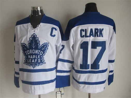 Men's Toronto Maple Leafs #17 Wendel Clark 1998-99 White CCM Vintage